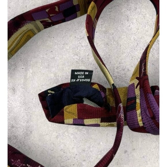 TED LAPIDUS Silk Tie USA Purple Burgundy Geometric W:3.8" EUC - Picture 4 of 6